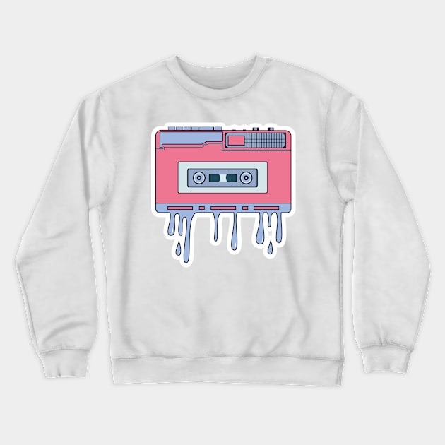 Boombox stereo and Cassette music vector sticker design illustration. Retro icons portable stereo cassette recorder sticker design logo. Crewneck Sweatshirt by AlviStudio